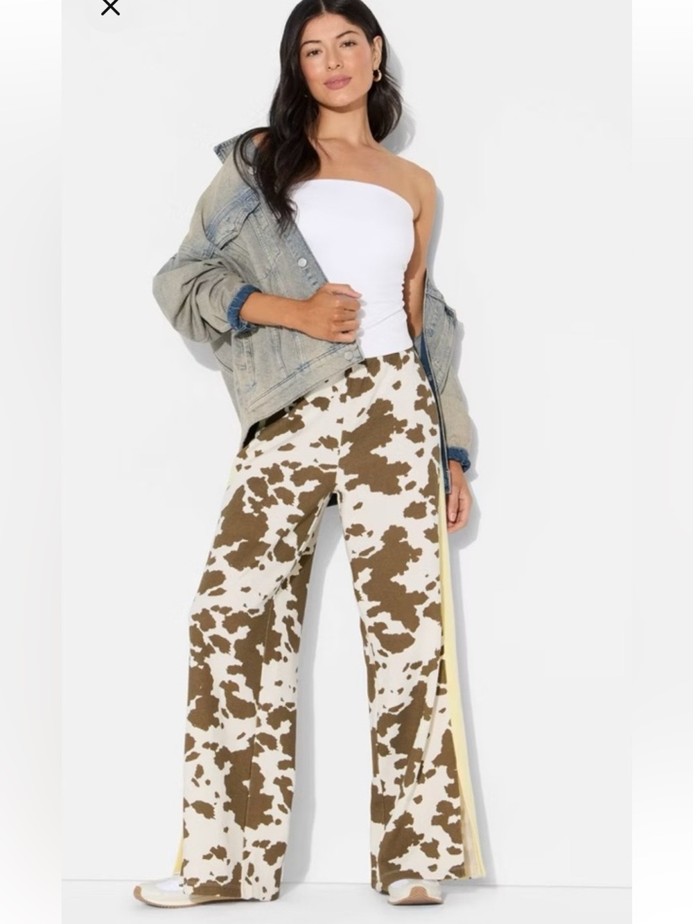 Grayson Thread Women’s Wide-Leg Cowprint Pants w/Side Stripe Sz Small NWT